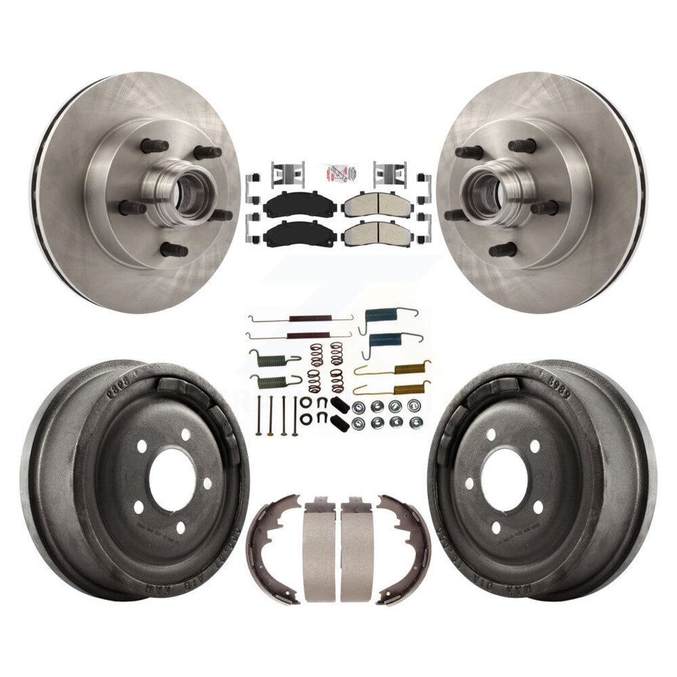 Front Rear Disc Brake Rotor Hub Assembly Semi-Metallic Pad Drum Kit (7Pc) For Mazda B4000 K8A-105360