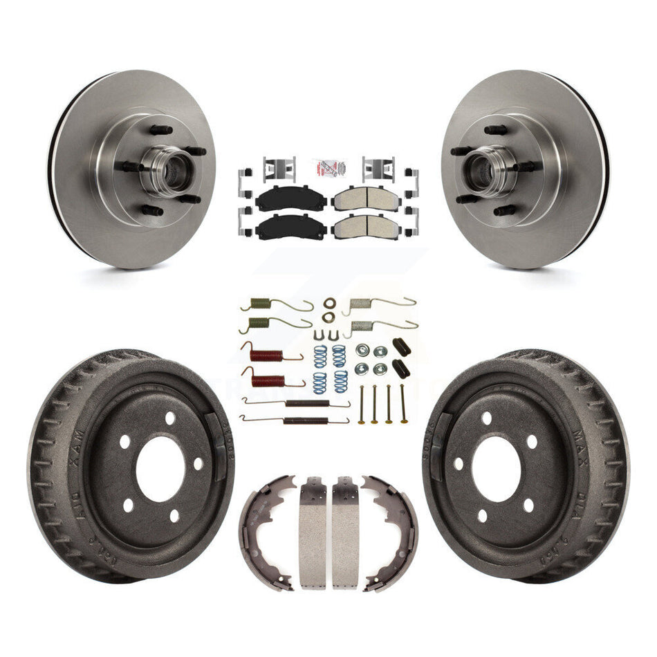 Front Rear Disc Brake Rotor Hub Assembly Semi-Metallic Pad Drum Kit (7Pc) For Ford Ranger K8A-105361