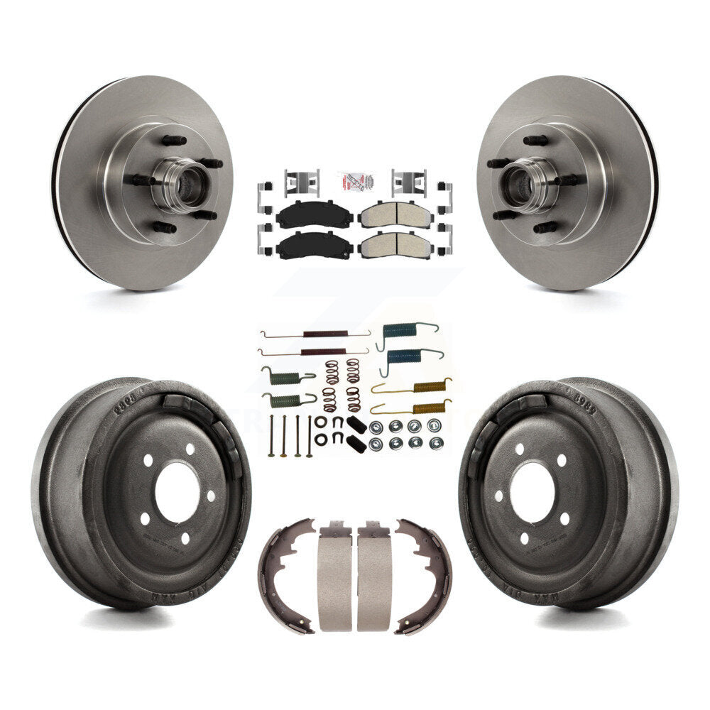 Front Rear Disc Brake Rotor Hub Assembly Semi-Metallic Pad Drum Kit (7Pc) For Ford Ranger K8A-105362