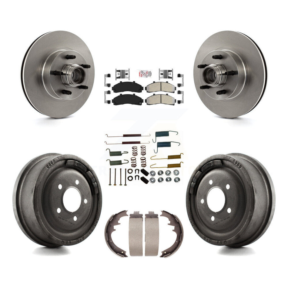 Front Rear Disc Brake Rotor Hub Assembly Semi-Metallic Pad Drum Kit (7Pc) For Ford Ranger K8A-105362