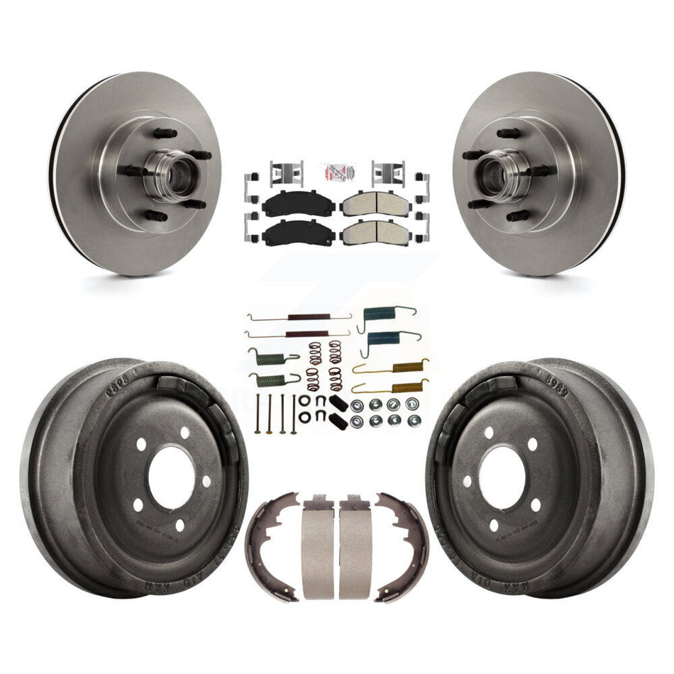 Front Rear Disc Brake Rotor Hub Assembly Semi-Metallic Pad Drum Kit (7Pc) For Ford Ranger K8A-105362