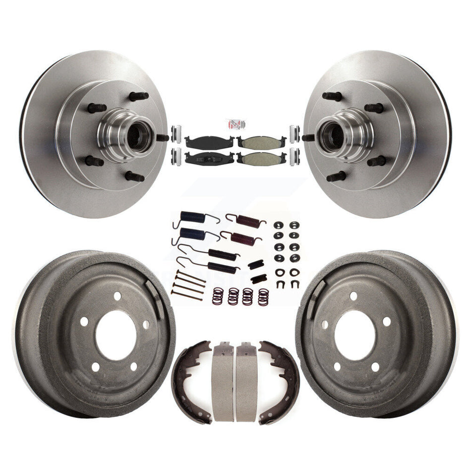 Front Rear Brake Rotors Semi-Metallic Pad & Drum Kit (7Pc) For Ford F-150 E-150 Econoline K8A-105363