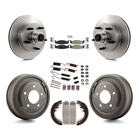 Front Rear Brake Rotor Hub Semi-Metallic Pad Drum Kit (7Pc) For Ford E-150 Econoline Club K8A-105364