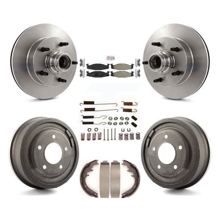 Front Rear Disc Brake Rotor Hub Semi-Metallic Pad Drum Kit (7Pc) For Ford E-150 Econoline K8A-105366
