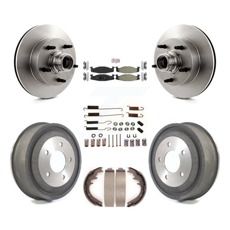 Front Rear Brake Rotor Hub Semi-Metallic Pad Drum Kit (7Pc) For Ford E-150 Econoline Club K8A-105367