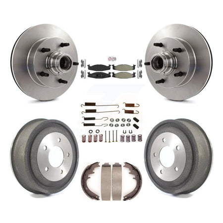 Front Rear Disc Brake Rotor Hub Semi-Metallic Pad Drum Kit (7Pc) For Ford E-150 Econoline K8A-105368
