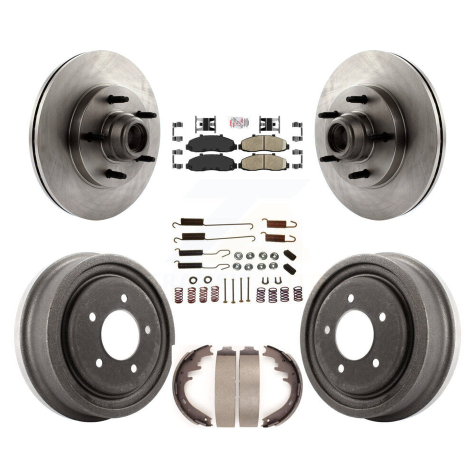 Front Rear Disc Brake Rotors Hub Assembly Ceramic Pads And Drum Kit (7Pc) For Ford F-150 K8A-105369