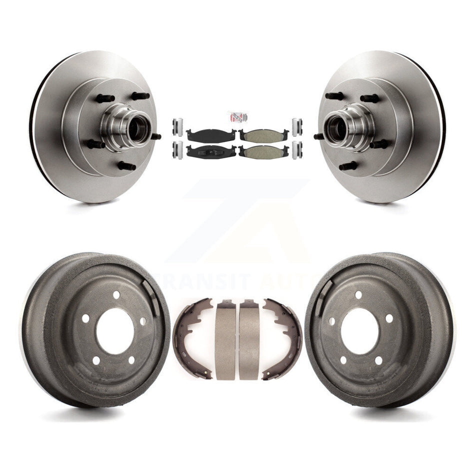 Front Rear Brake Rotor Hub Semi-Metallic Pad Drum Kit For Ford E-150 Econoline Club Wagon K8A-105382