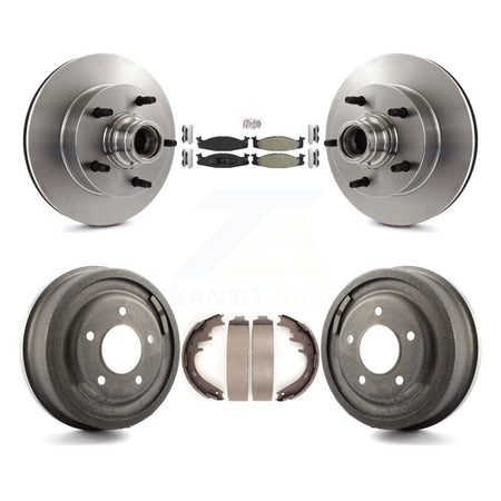 Front Rear Brake Rotors Semi-Metallic Pad & Drum Kit For Ford E-150 Econoline 2-Wheel ABS K8A-105383