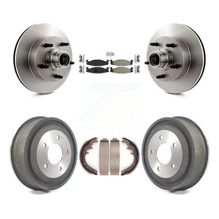 Front Rear Brake Rotor Hub Semi-Metallic Pad Drum Kit For Ford E-150 Econoline Club Wagon K8A-105384