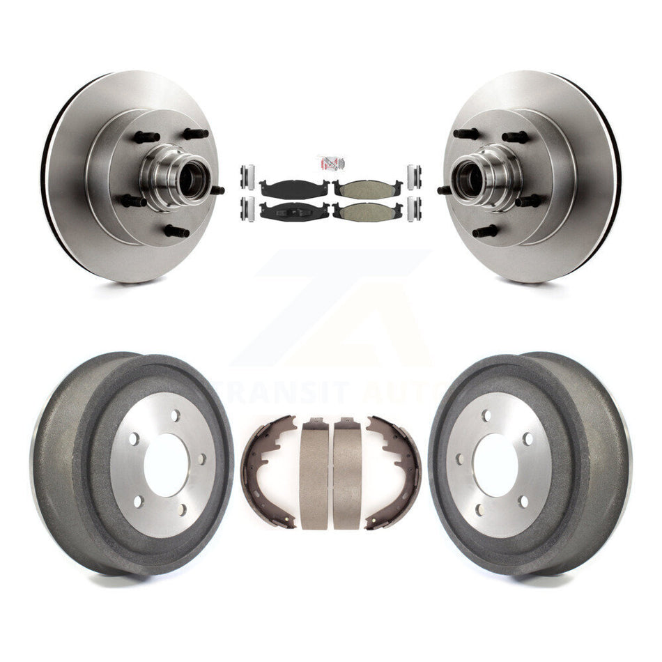 Front Rear Brake Rotor Hub Semi-Metallic Pad Drum Kit For Ford E-150 Econoline Club Wagon K8A-105384