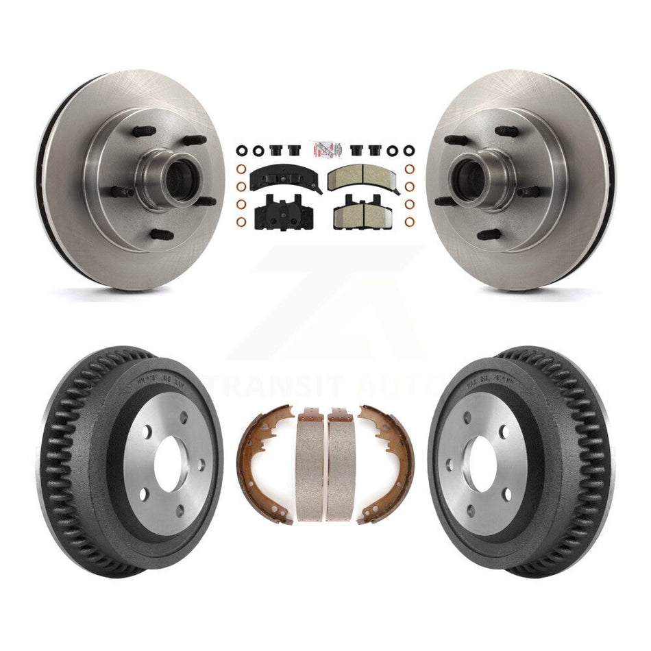 Front Rear Disc Brake Rotor Semi-Metallic Pad & Drum Kit For 1994-1999 Dodge Ram 1500 RWD K8A-105387