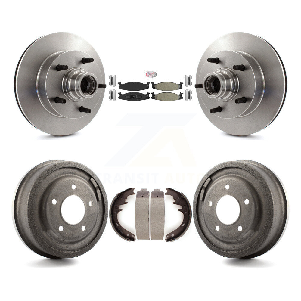 Front Rear Disc Brake Rotor Hub Semi-Metallic Pad Drum Kit For Ford F-150 E-150 Econoline K8A-105389