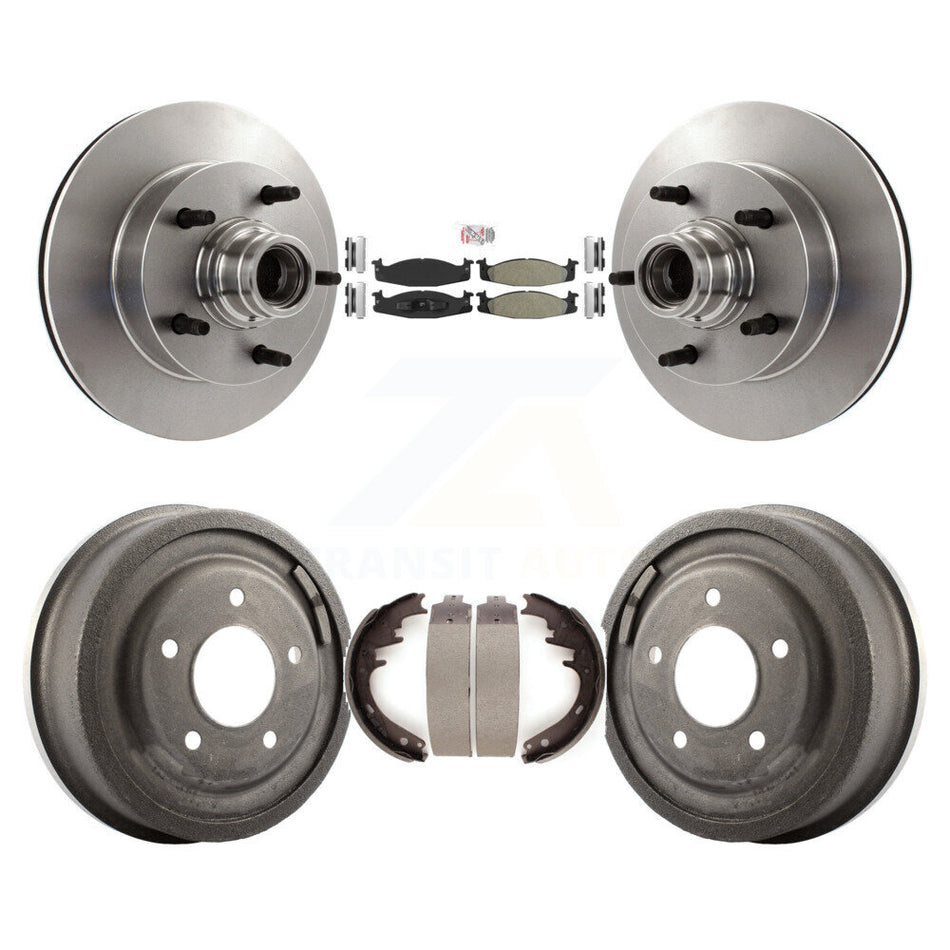 Front Rear Disc Brake Rotor Hub Semi-Metallic Pad Drum Kit For Ford F-150 E-150 Econoline K8A-105389