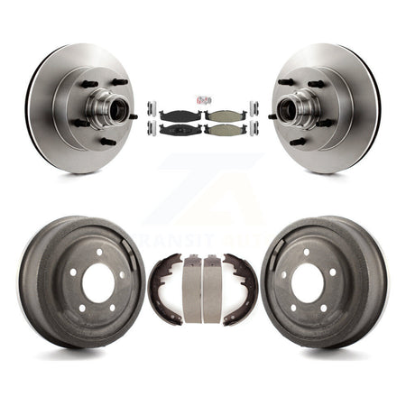Front Rear Brake Rotor Hub Semi-Metallic Pad Drum Kit For Ford E-150 Econoline Club Wagon K8A-105390