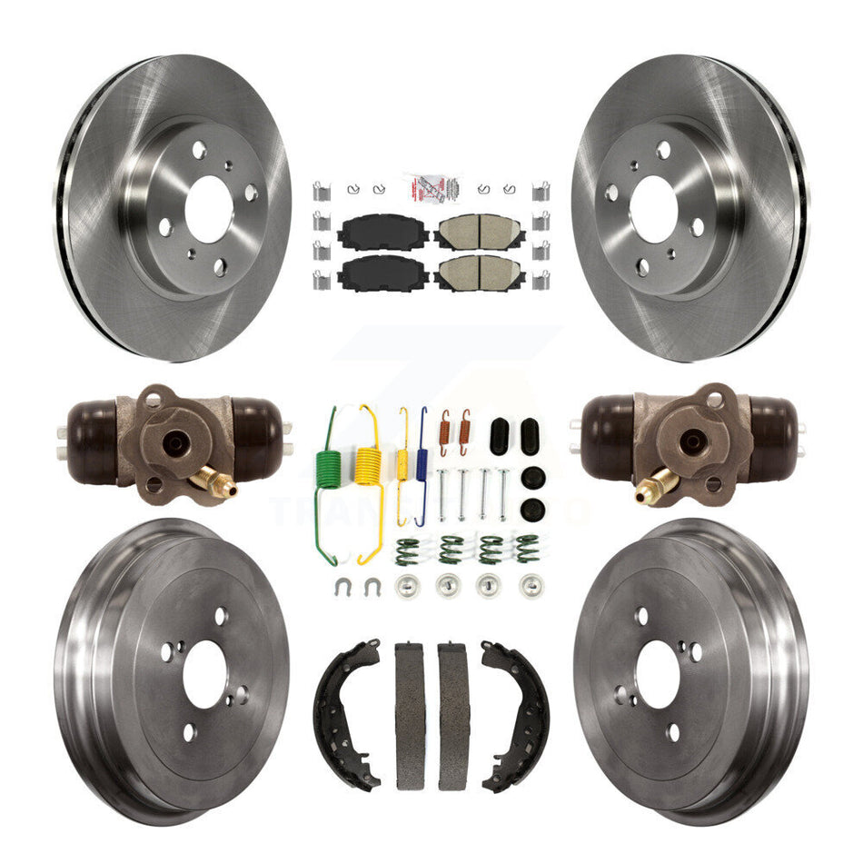 Front Rear Disc Brake Rotors Ceramic Pads And Drum Kit (9Pc) For Toyota Yaris K8A-105410
