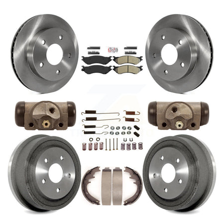 Front Rear Brake Rotors Semi-Metallic Pad Drum Kit (9Pc) For 2000-2001 Dodge Ram 1500 RWD K8A-105411