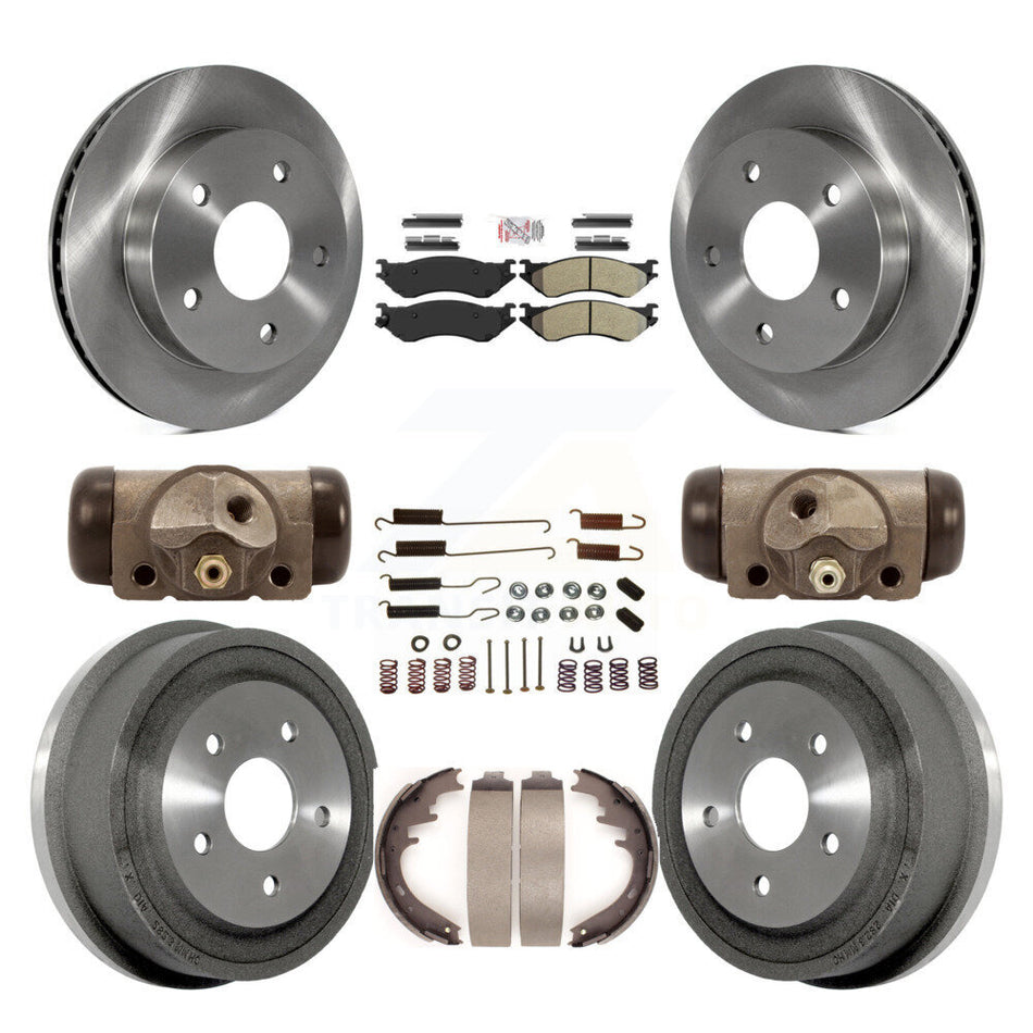 Front Rear Brake Rotors Semi-Metallic Pad Drum Kit (9Pc) For 2000-2001 Dodge Ram 1500 RWD K8A-105411