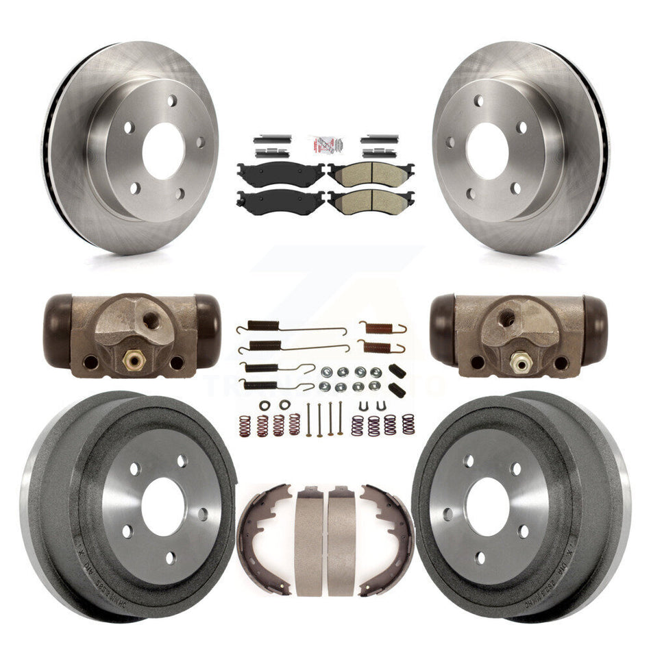 Front Rear Brake Rotors Semi-Metallic Pad Drum Kit (9Pc) For 2000-2001 Dodge Ram 1500 4WD K8A-105412