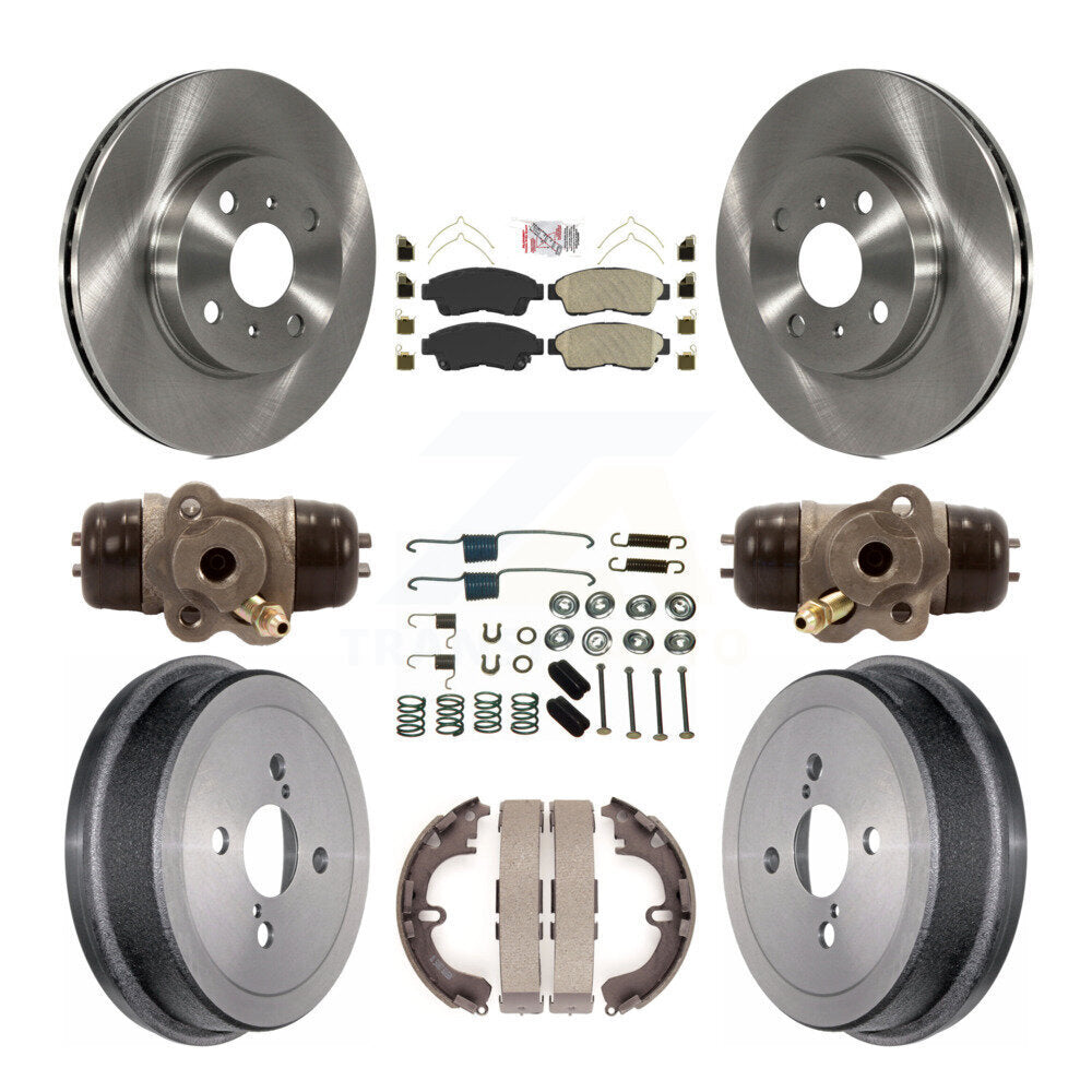 Front Rear Brake Rotors Ceramic Pad Drum Kit (9Pc) For 1993-1997 Toyota Corolla Geo Prizm K8A-105423