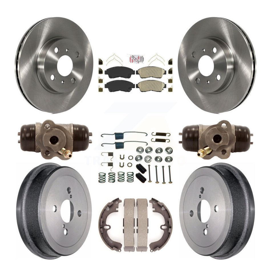 Front Rear Brake Rotors Ceramic Pad Drum Kit (9Pc) For 1993-1997 Toyota Corolla Geo Prizm K8A-105423