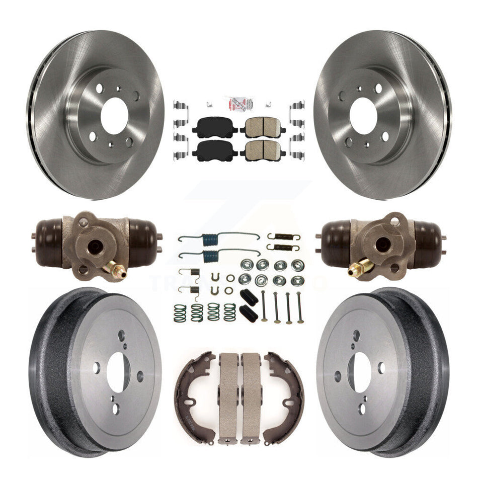 Front Rear Disc Brake Rotors Ceramic Pads And Drum Kit (9Pc) For Toyota Corolla Non-ABS K8A-105424