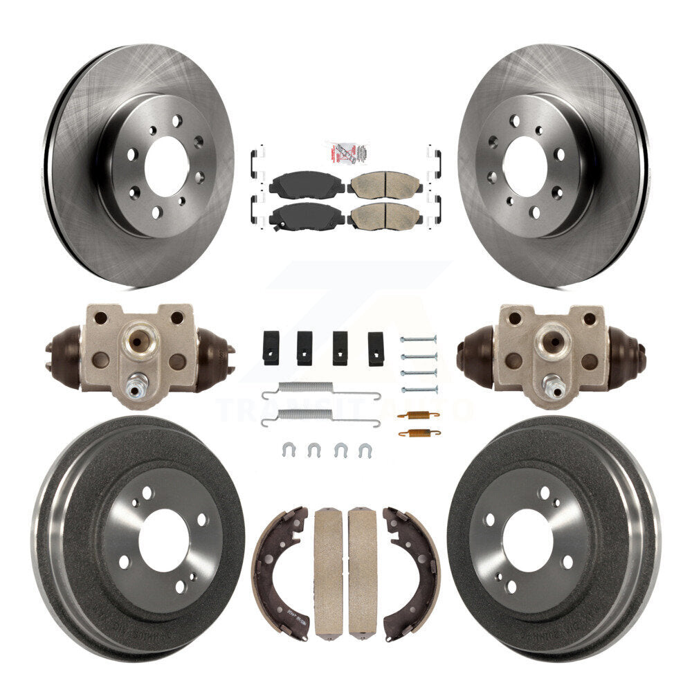 Front Rear Disc Brake Rotors Ceramic Pads And Drum Kit (9Pc) For Honda Civic K8A-105442
