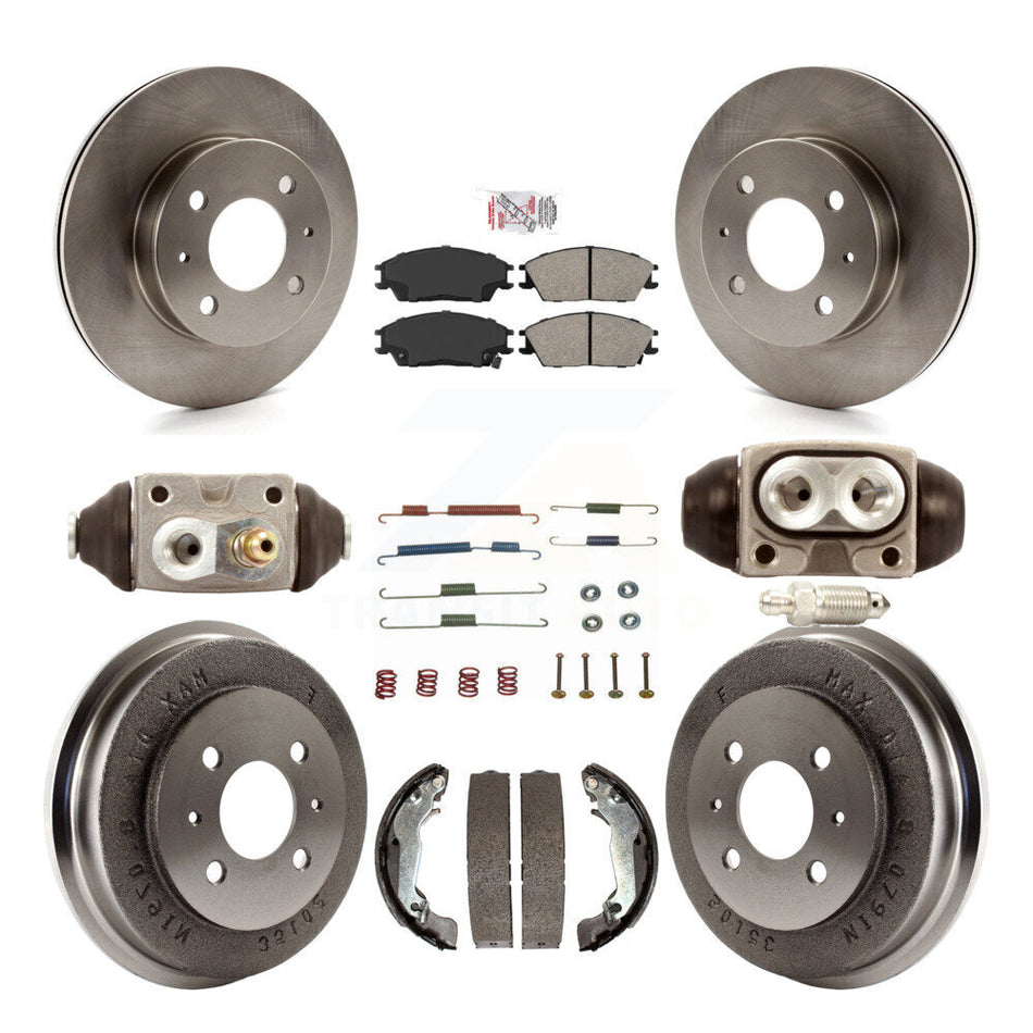 Front Rear Disc Brake Rotor Semi-Metallic Pad Drum Kit (9Pc) For 2003-2005 Hyundai Accent K8A-105454
