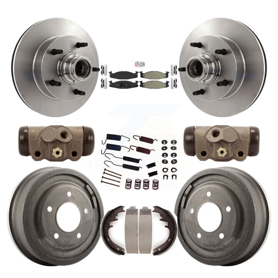 Front Rear Brake Rotors Semi-Metallic Pad & Drum Kit (9Pc) For Ford F-150 E-150 Econoline K8A-105459