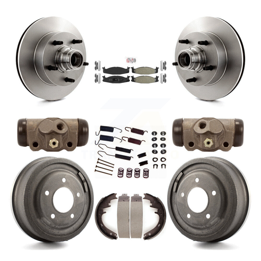Front Rear Brake Rotor Semi-Metallic Pad And Drum Kit (9Pc) For Ford E-150 Econoline Club K8A-105460