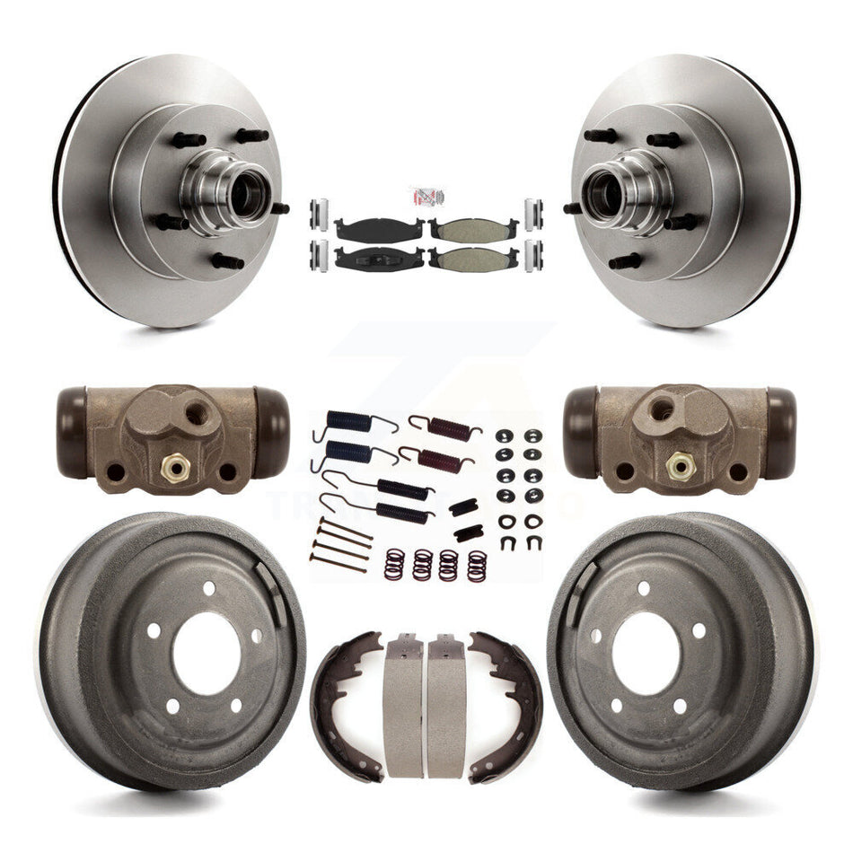 Front Rear Brake Rotor Semi-Metallic Pad And Drum Kit (9Pc) For Ford E-150 Econoline Club K8A-105460