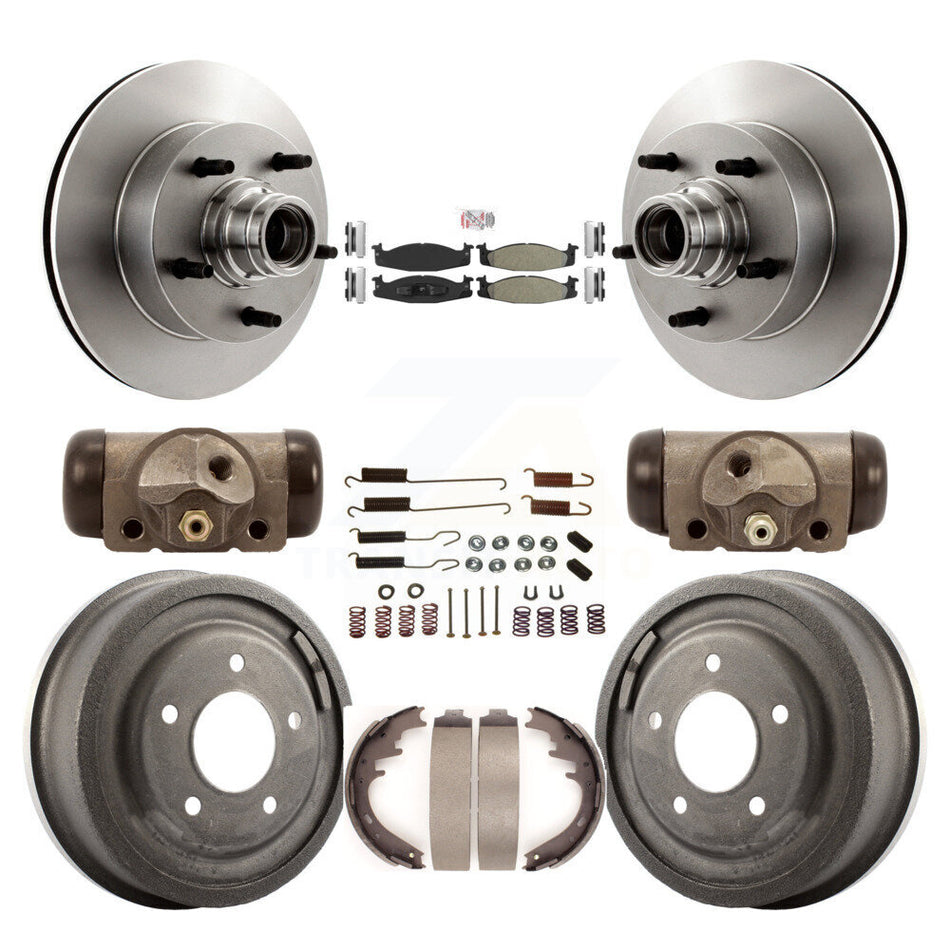 Front Rear Brake Rotor Semi-Metallic Pad And Drum Kit (9Pc) For Ford E-150 Econoline Club K8A-105462