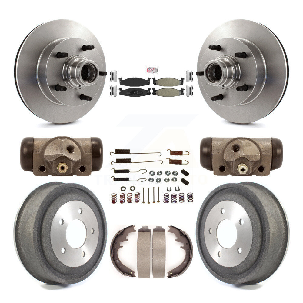 Front Rear Disc Brake Rotor Semi-Metallic Pad And Drum Kit (9Pc) For Ford E-150 Econoline K8A-105463