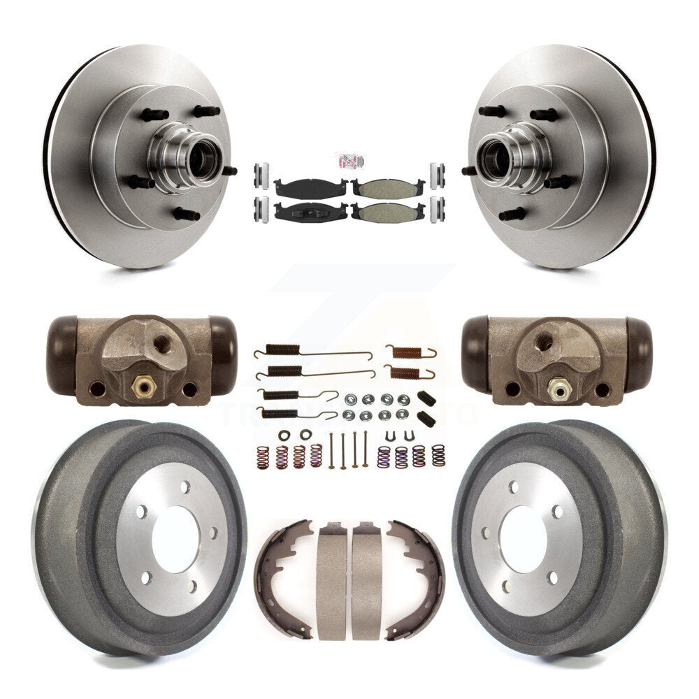 Front Rear Brake Rotor Semi-Metallic Pad And Drum Kit (9Pc) For Ford E-150 Econoline Club K8A-105464