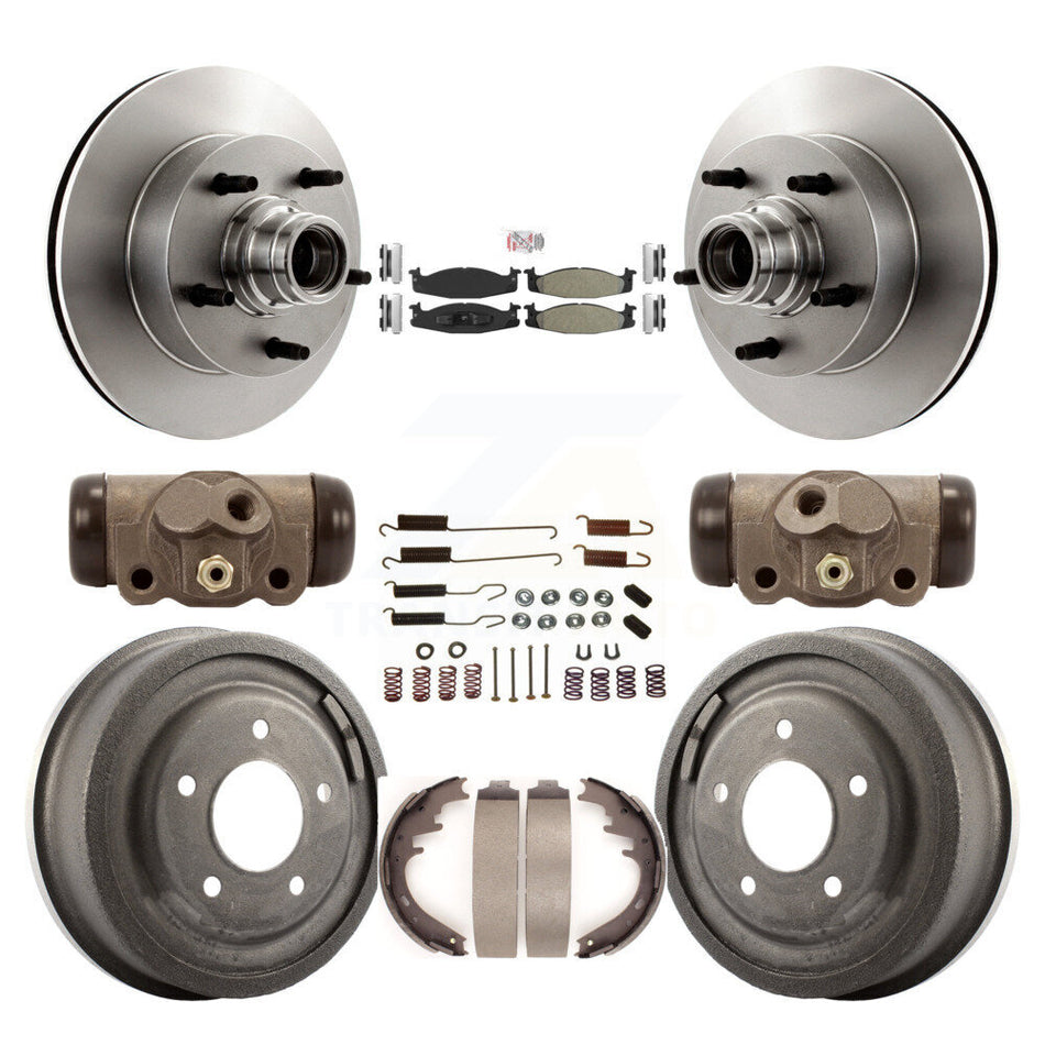 Front Rear Brake Rotor Semi-Metallic Pad And Drum Kit (9Pc) For Ford E-150 Econoline Club K8A-105466