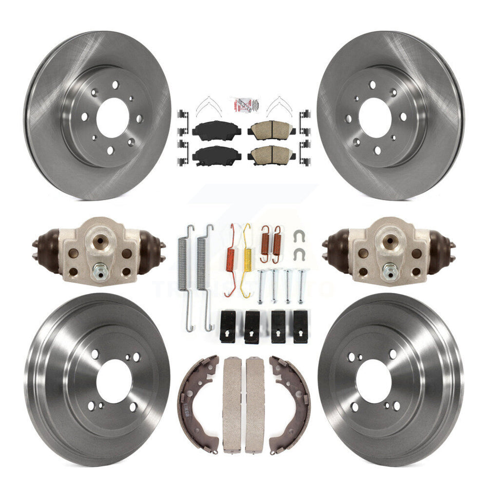 Front Rear Disc Brake Rotors Ceramic Pads And Drum Kit (9Pc) For 2015-2019 Honda Fit K8A-105472