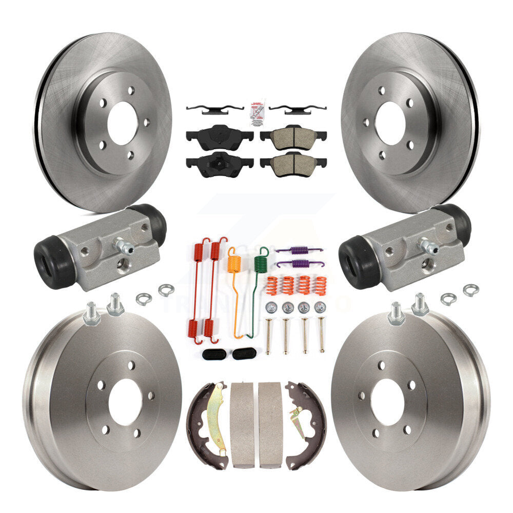 Front Rear Brake Rotor Semi-Metallic Pad And Drum Kit (9Pc) For Ford Escape Mazda Tribute K8A-105483