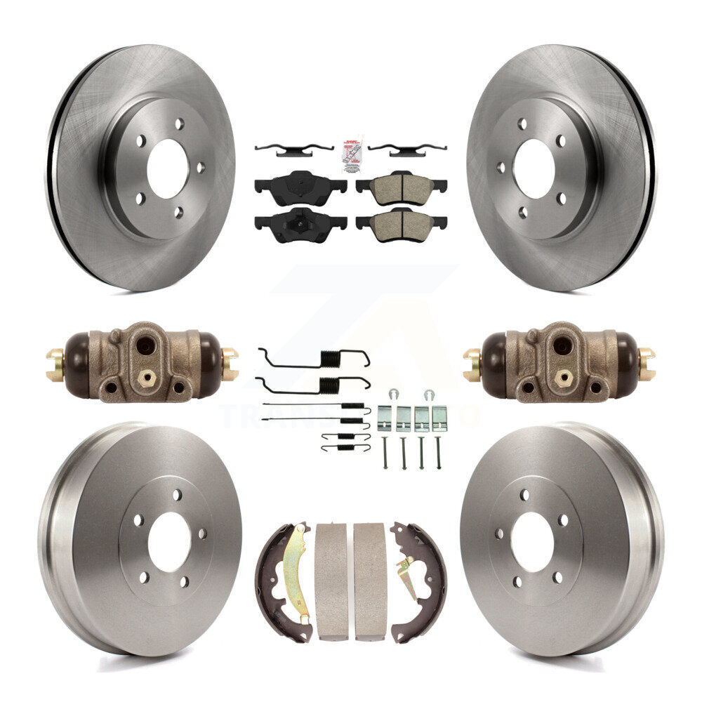 Front Rear Brake Rotor Semi-Metallic Pad & Drum Kit (9Pc) For Ford Escape Mercury Mariner K8A-105484