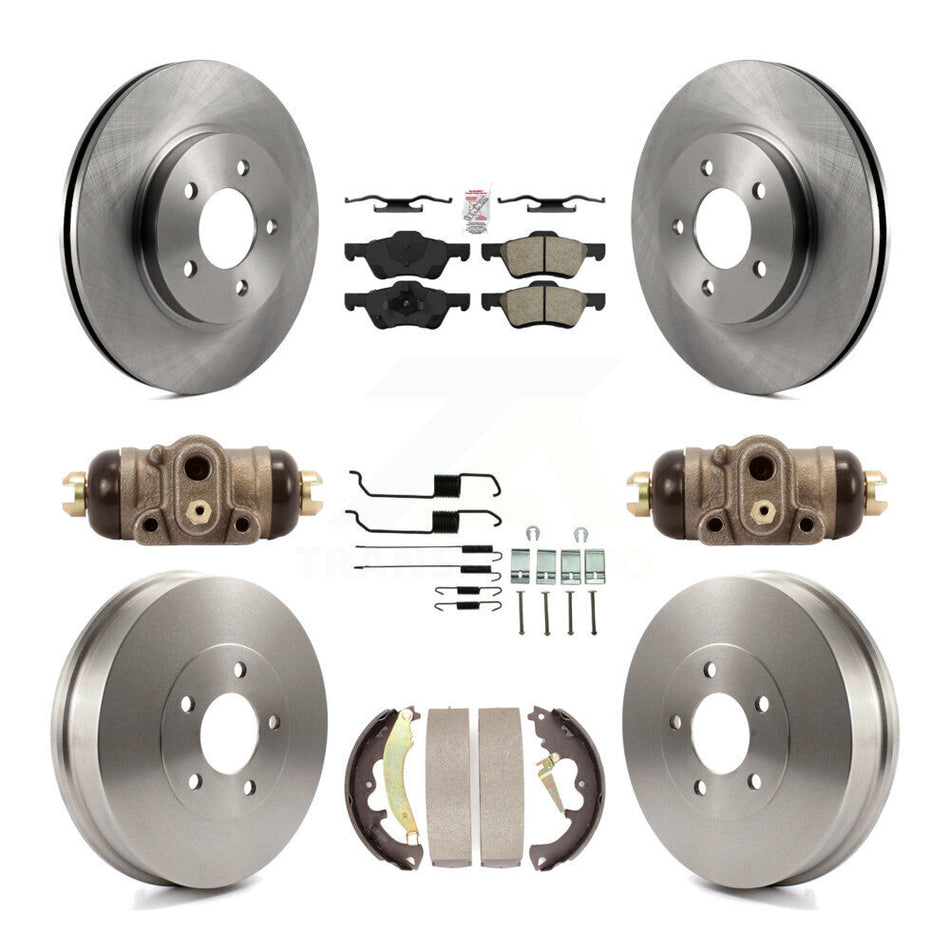 Front Rear Brake Rotor Semi-Metallic Pad & Drum Kit (9Pc) For Ford Escape Mercury Mariner K8A-105484