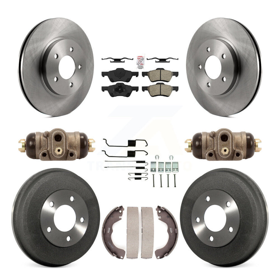 Front Rear Brake Rotor Semi-Metallic Pad & Drum Kit (9Pc) For Ford Escape Mercury Mariner K8A-105486