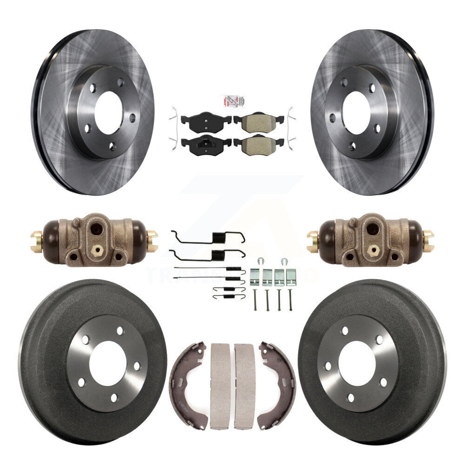Front Rear Brake Rotor Semi-Metallic Pad And Drum Kit (9Pc) For Ford Escape Mazda Tribute K8A-105487