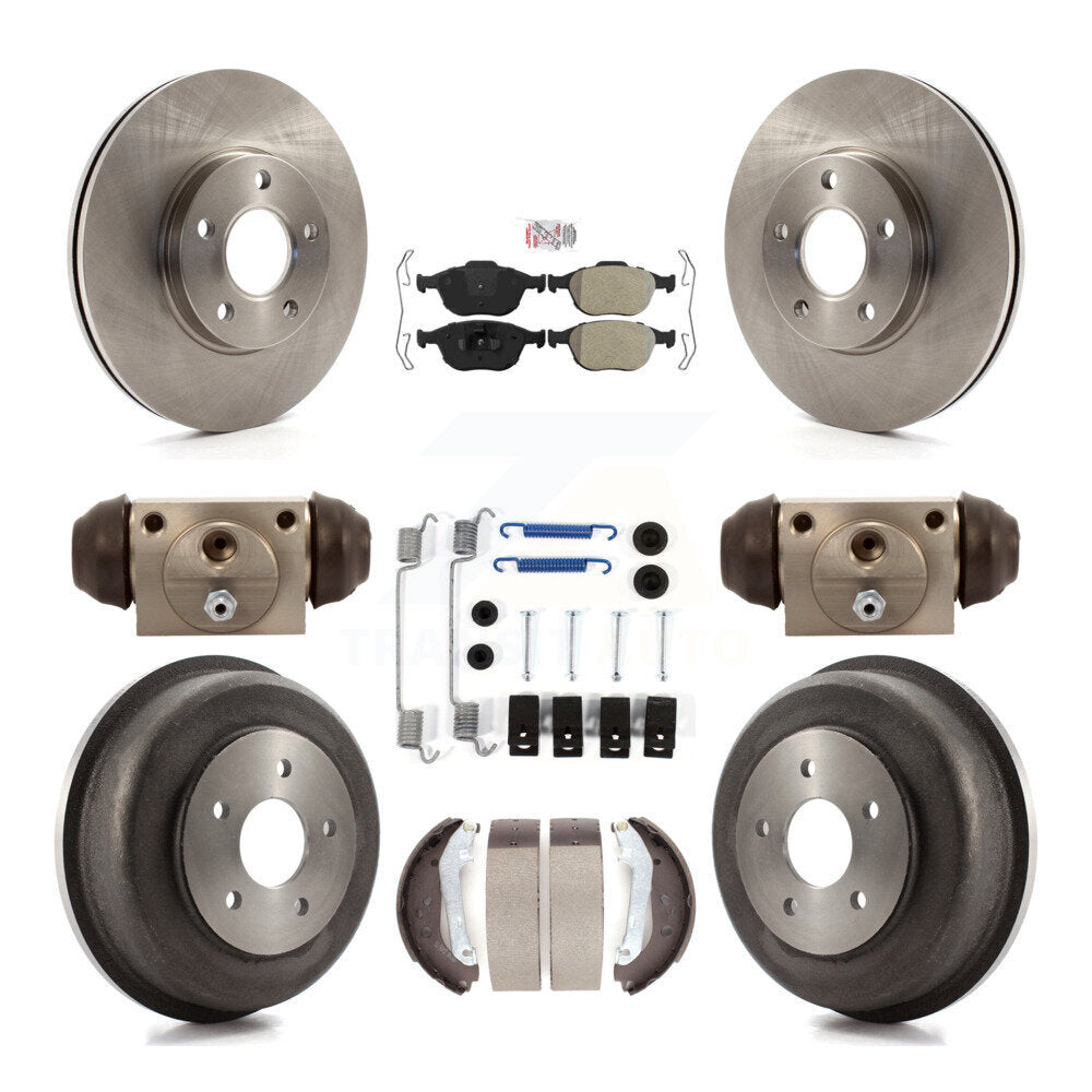 Front Rear Brake Rotors Semi-Metallic Pad & Drum Kit (9Pc) For 10-13 Ford Transit Connect K8A-105491