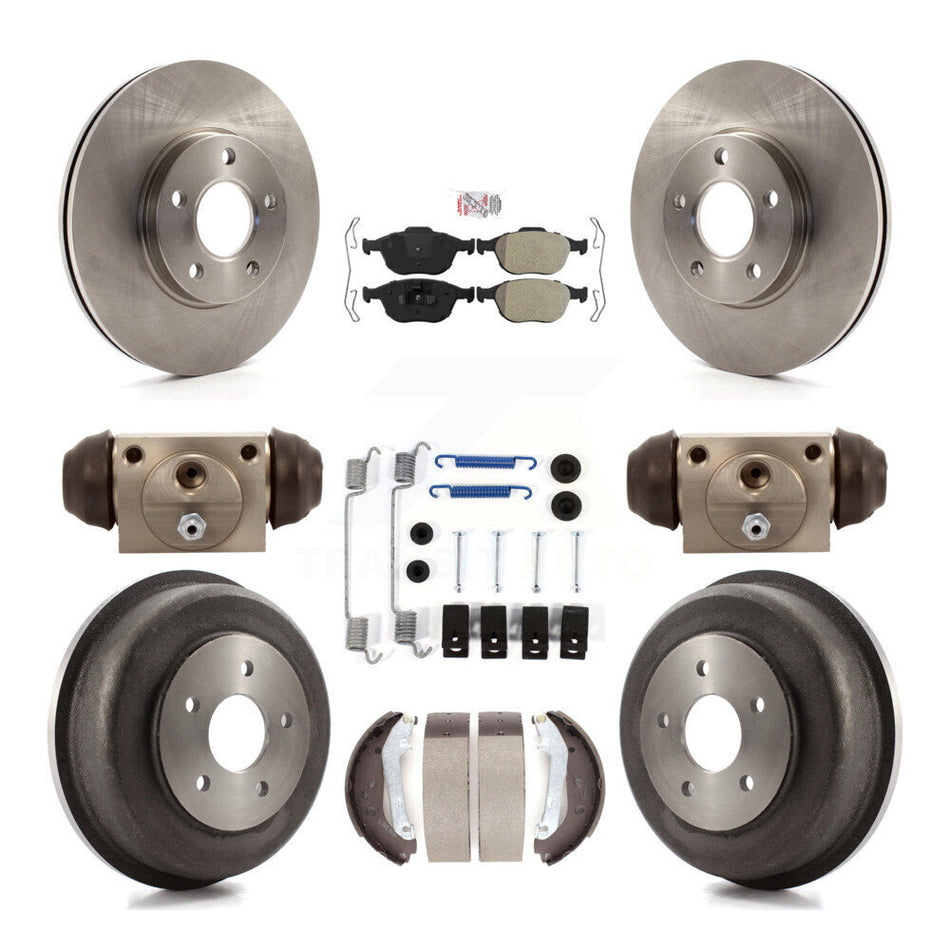 Front Rear Brake Rotors Semi-Metallic Pad & Drum Kit (9Pc) For 10-13 Ford Transit Connect K8A-105491