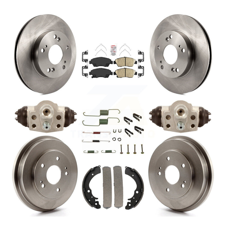 Front Rear Disc Brake Rotors Ceramic Pads And Drum Kit (9Pc) For Honda Civic K8A-105513