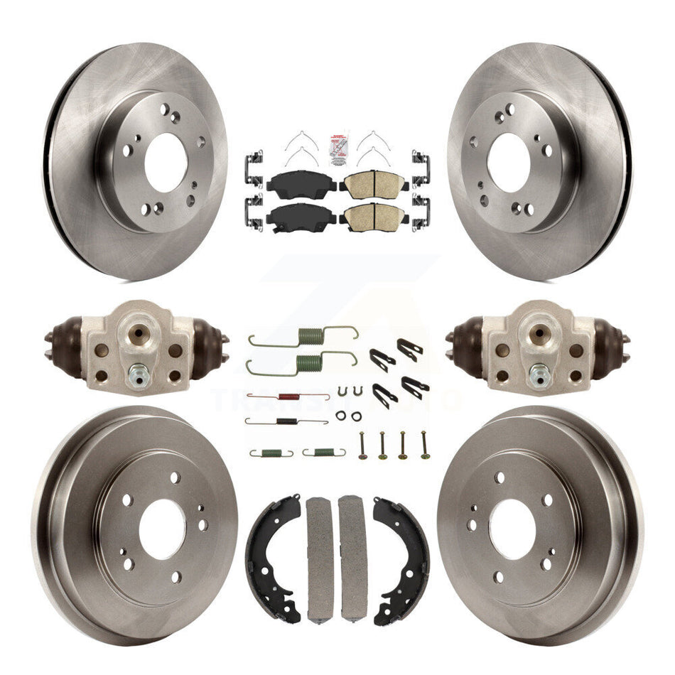 Front Rear Disc Brake Rotors Ceramic Pads And Drum Kit (9Pc) For Honda Civic K8A-105513