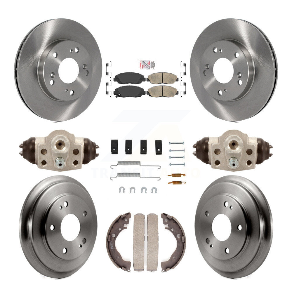 Front Rear Disc Brake Rotors Ceramic Pads And Drum Kit (9Pc) For Honda Civic K8A-105516