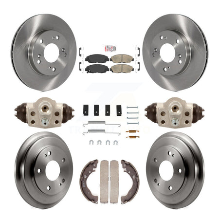 Front Rear Disc Brake Rotors Ceramic Pads And Drum Kit (9Pc) For Honda Civic K8A-105516