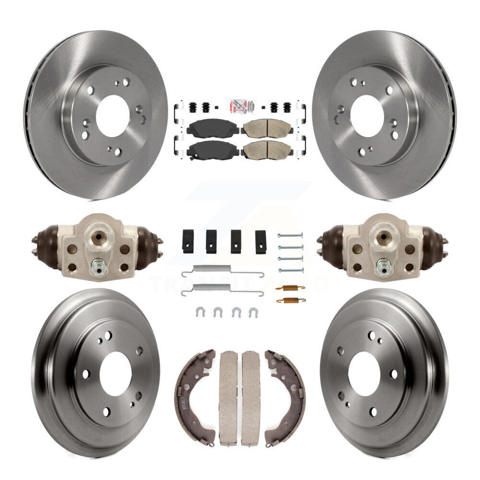 Front Rear Disc Brake Rotors Ceramic Pads And Drum Kit (9Pc) For Honda Civic K8A-105517