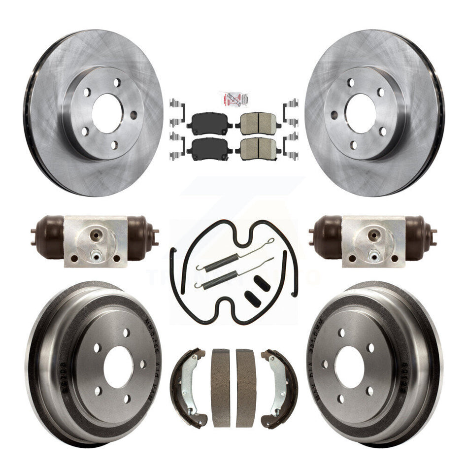 Front Rear Brake Rotor Ceramic Pad & Drum Kit (9Pc) For 07-08 Pontiac G5 Disc rear brakes K8A-105539