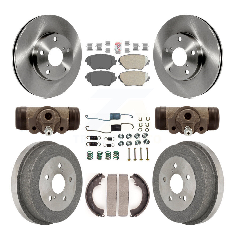 Front Rear Disc Brake Rotors Ceramic Pads And Drum Kit (9Pc) For Toyota RAV4 GAS engine K8A-105546